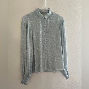 Levi’s blue green floral long sleeve blouse